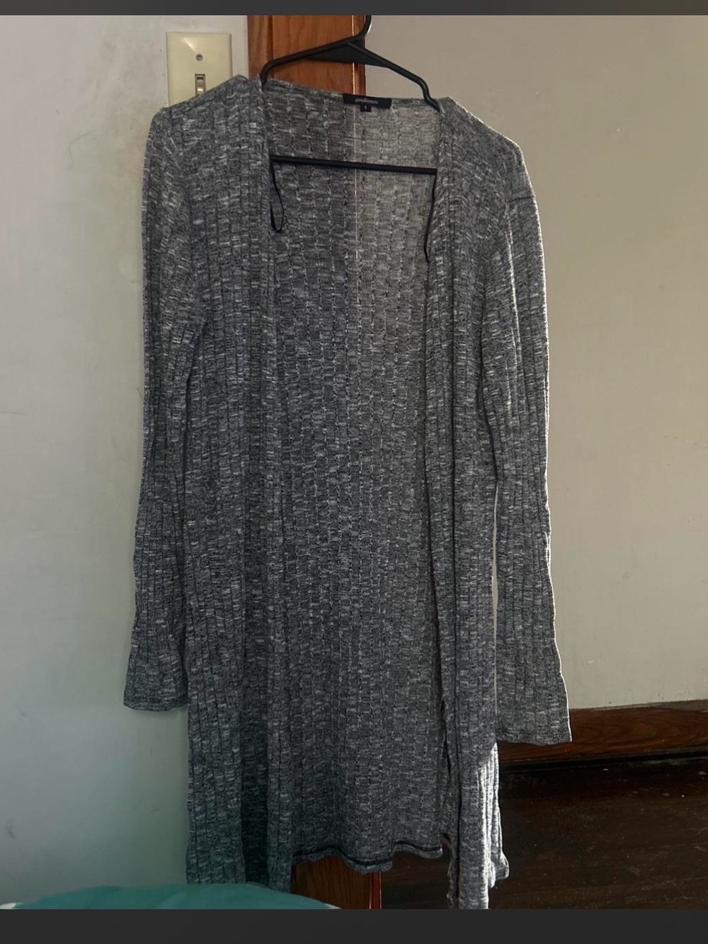 Ambiance Gray Open-Front Ribbed Cardigan